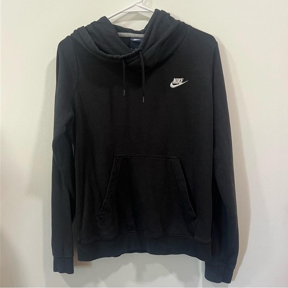 Woman’s Cowl Nike Size Medium Black Hoodie With White Symbol